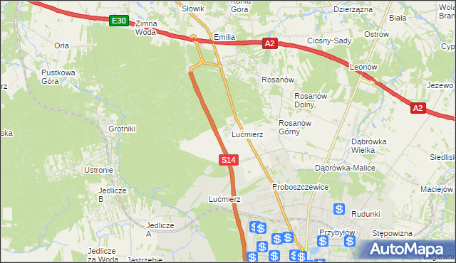 mapa Lućmierz-Ośrodek, Lućmierz-Ośrodek na mapie Targeo