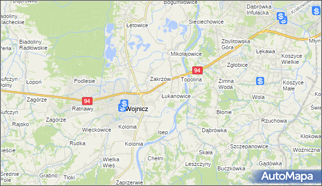 mapa Łukanowice, Łukanowice na mapie Targeo