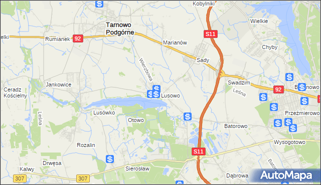 mapa Lusowo, Lusowo na mapie Targeo