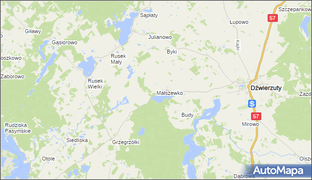 mapa Małszewko, Małszewko na mapie Targeo