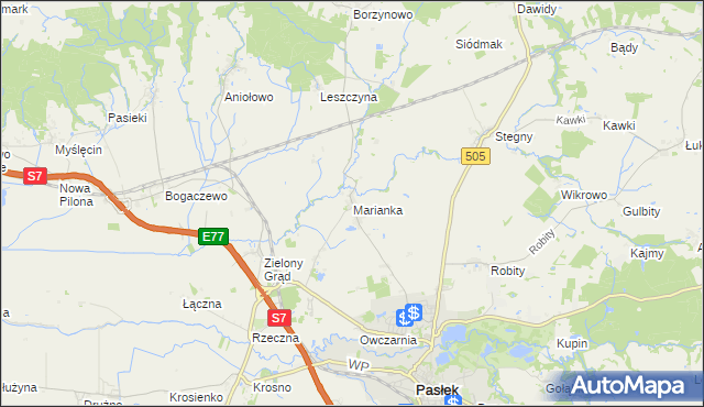 mapa Marianka gmina Pasłęk, Marianka gmina Pasłęk na mapie Targeo