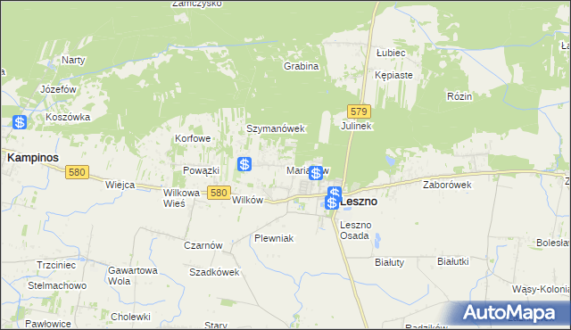 mapa Marianów gmina Leszno, Marianów gmina Leszno na mapie Targeo