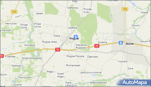 mapa Marianów Rogowski, Marianów Rogowski na mapie Targeo