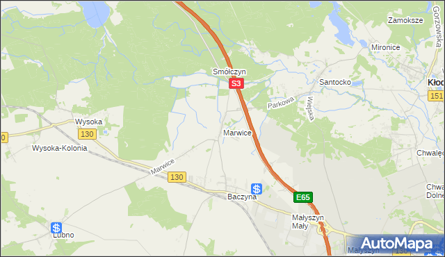 mapa Marwice gmina Lubiszyn, Marwice gmina Lubiszyn na mapie Targeo