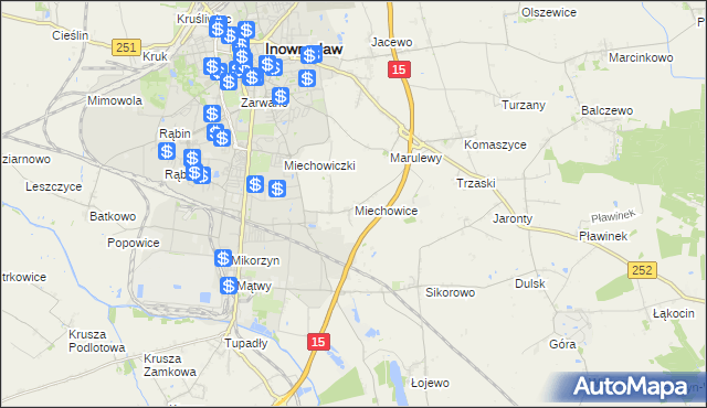 mapa Miechowice gmina Inowrocław, Miechowice gmina Inowrocław na mapie Targeo