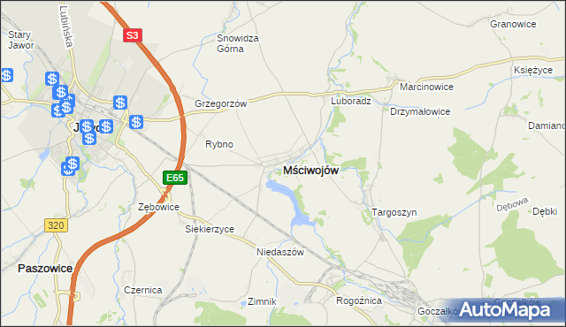 mapa Mściwojów, Mściwojów na mapie Targeo