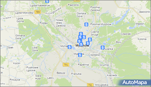 mapa Myszków, Myszków na mapie Targeo