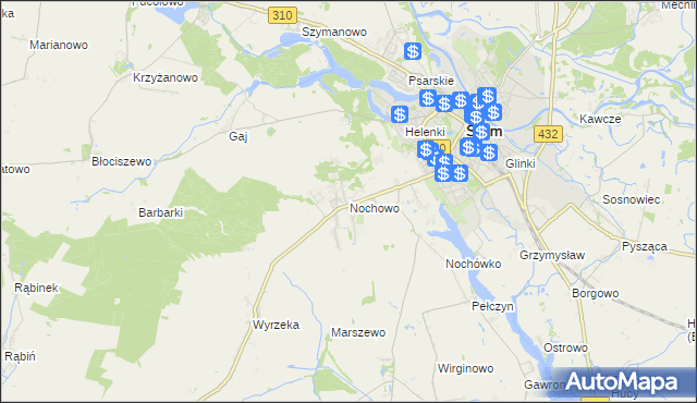 mapa Nochowo, Nochowo na mapie Targeo