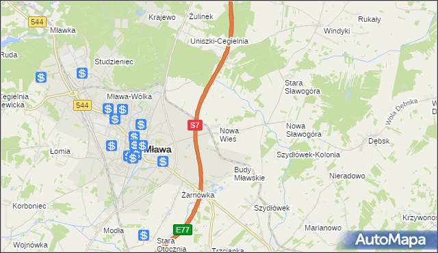 mapa Nowa Wieś gmina Szydłowo, Nowa Wieś gmina Szydłowo na mapie Targeo