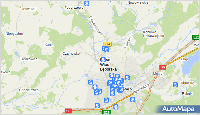 mapa Nowa Wieś Lęborska, Nowa Wieś Lęborska na mapie Targeo