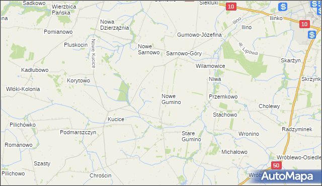 mapa Nowe Gumino, Nowe Gumino na mapie Targeo