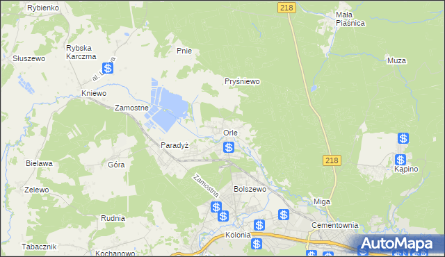 mapa Orle gmina Wejherowo, Orle gmina Wejherowo na mapie Targeo