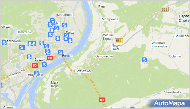 mapa Ostromecko, Ostromecko na mapie Targeo