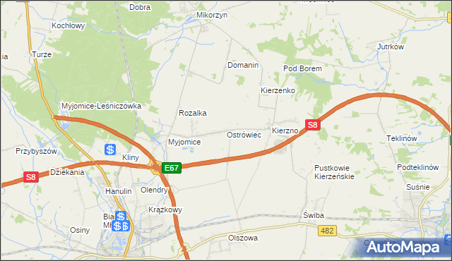 mapa Ostrówiec gmina Kępno, Ostrówiec gmina Kępno na mapie Targeo