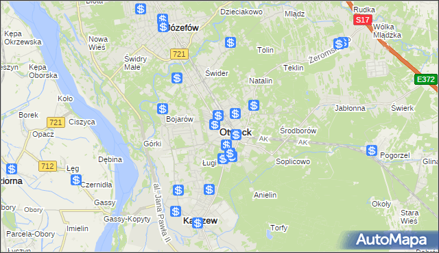 mapa Otwock, Otwock na mapie Targeo