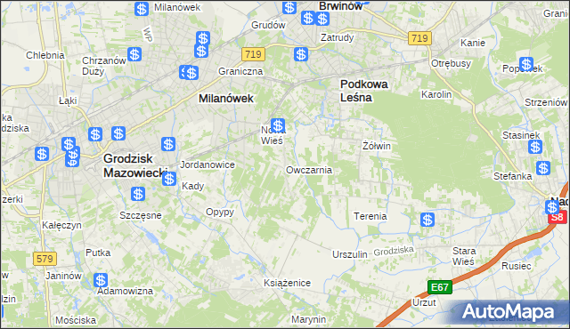 mapa Owczarnia gmina Brwinów, Owczarnia gmina Brwinów na mapie Targeo