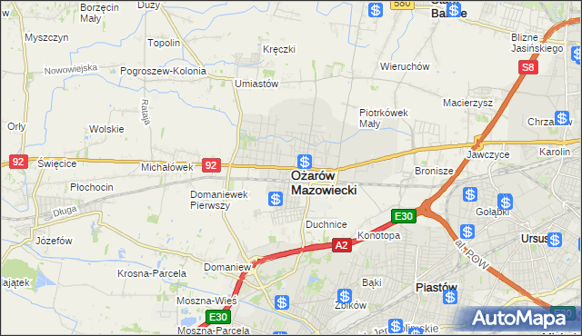 mapa Ożarów Mazowiecki, Ożarów Mazowiecki na mapie Targeo