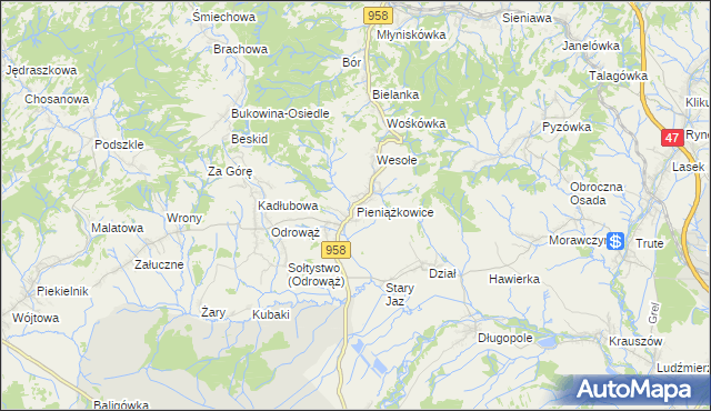 mapa Pieniążkowice, Pieniążkowice na mapie Targeo