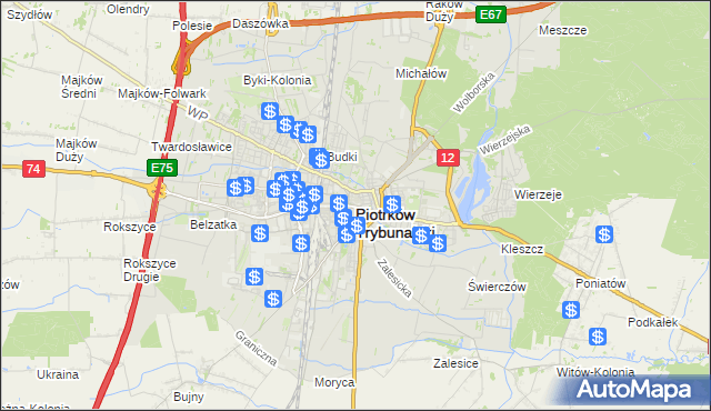 mapa Piotrków Trybunalski, Piotrków Trybunalski na mapie Targeo