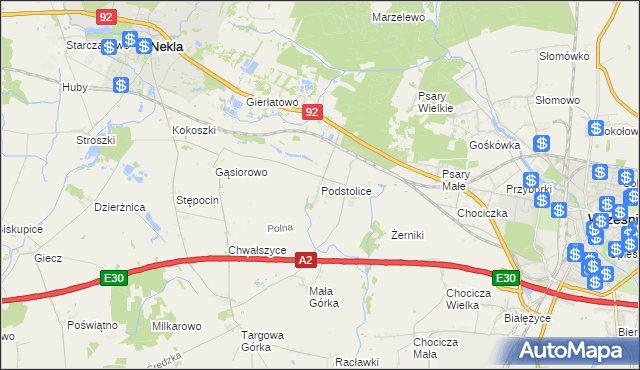 mapa Podstolice gmina Nekla, Podstolice gmina Nekla na mapie Targeo