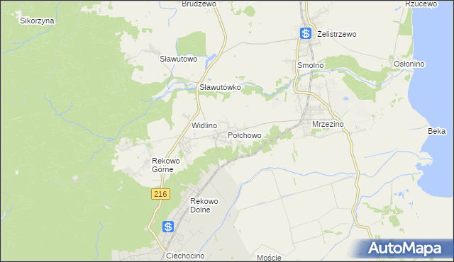 mapa Połchowo gmina Puck, Połchowo gmina Puck na mapie Targeo