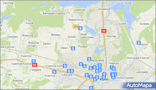 mapa Posada gmina Kazimierz Biskupi, Posada gmina Kazimierz Biskupi na mapie Targeo