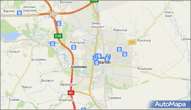 mapa Pruszcz Gdański, Pruszcz Gdański na mapie Targeo