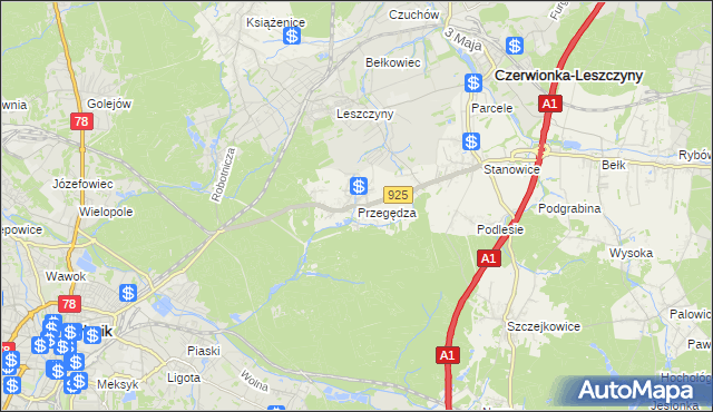 mapa Przegędza, Przegędza na mapie Targeo