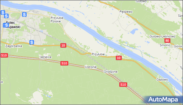 mapa Przyłubie gmina Solec Kujawski, Przyłubie gmina Solec Kujawski na mapie Targeo