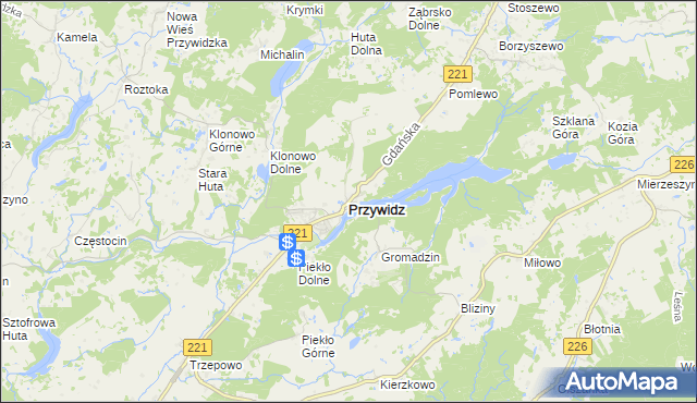 mapa Przywidz powiat gdański, Przywidz powiat gdański na mapie Targeo