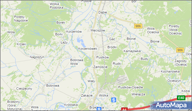 mapa Pustków gmina Dębica, Pustków gmina Dębica na mapie Targeo