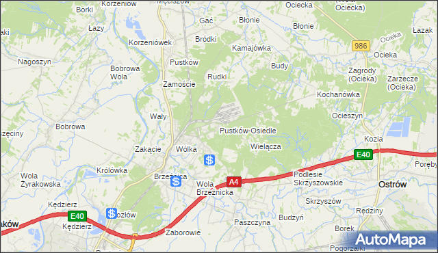 mapa Pustków-Osiedle, Pustków-Osiedle na mapie Targeo