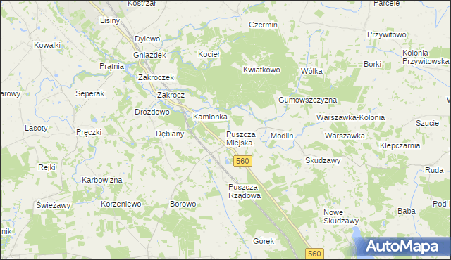 mapa Puszcza Miejska, Puszcza Miejska na mapie Targeo