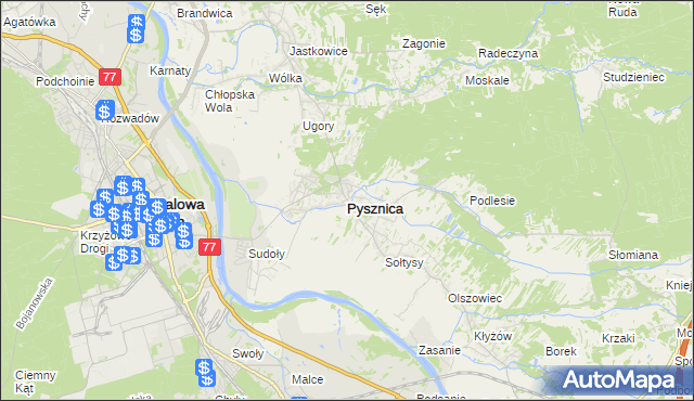 mapa Pysznica, Pysznica na mapie Targeo