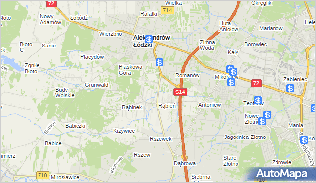 mapa Rąbień AB, Rąbień AB na mapie Targeo