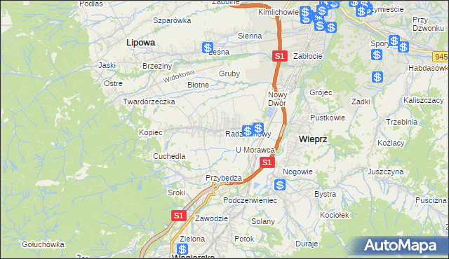 mapa Radziechowy, Radziechowy na mapie Targeo