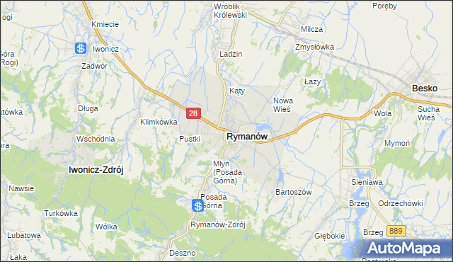 mapa Rymanów, Rymanów na mapie Targeo