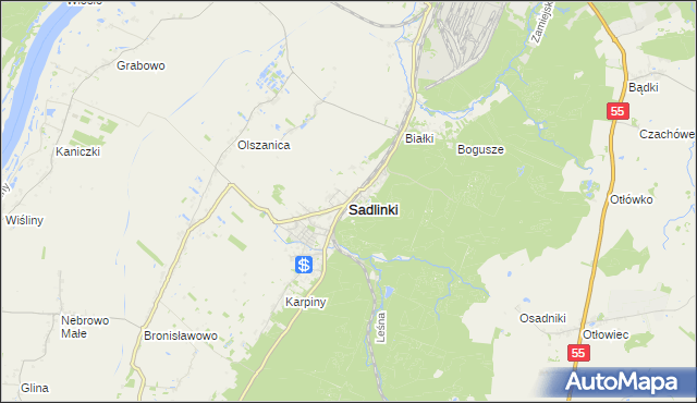 mapa Sadlinki, Sadlinki na mapie Targeo