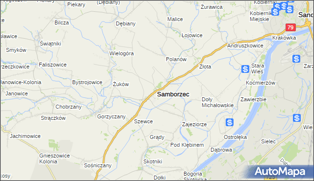 mapa Samborzec, Samborzec na mapie Targeo