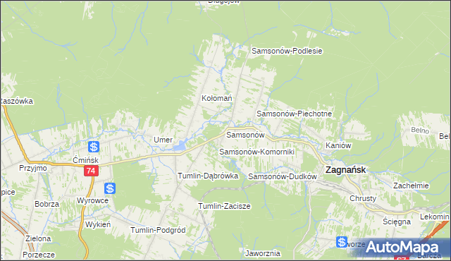 mapa Samsonów, Samsonów na mapie Targeo