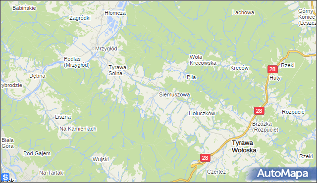 mapa Siemuszowa, Siemuszowa na mapie Targeo