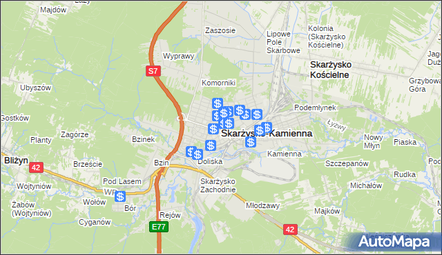 mapa Skarżysko-Kamienna, Skarżysko-Kamienna na mapie Targeo
