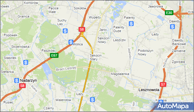 mapa Słomin gmina Raszyn, Słomin gmina Raszyn na mapie Targeo