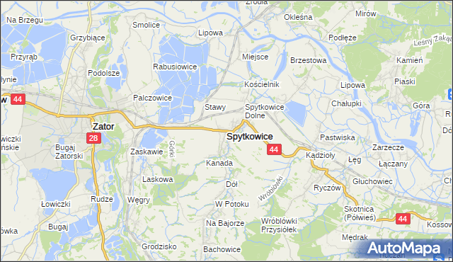mapa Spytkowice powiat wadowicki, Spytkowice powiat wadowicki na mapie Targeo
