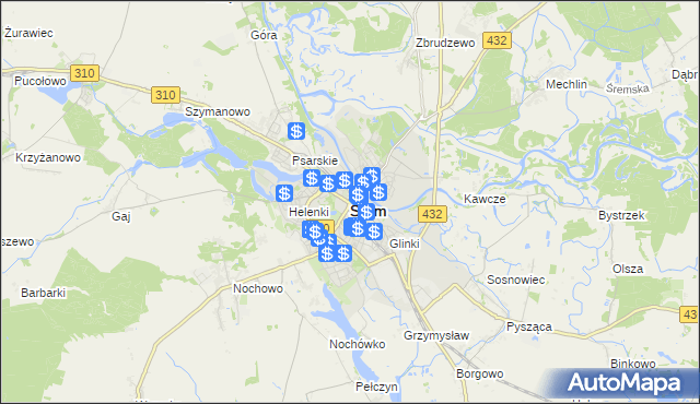 mapa Śrem, Śrem na mapie Targeo
