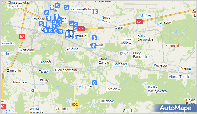 mapa Stare Zakole, Stare Zakole na mapie Targeo