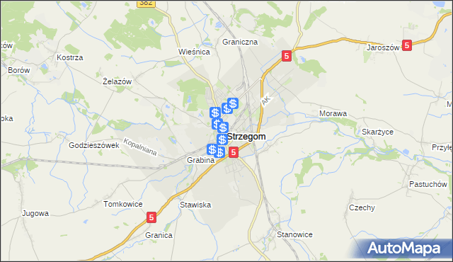 mapa Strzegom powiat świdnicki, Strzegom powiat świdnicki na mapie Targeo