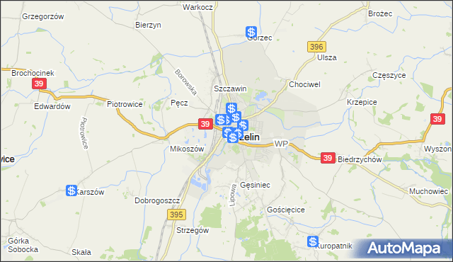 mapa Strzelin, Strzelin na mapie Targeo