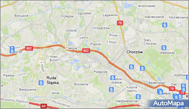 mapa Świętochłowice, Świętochłowice na mapie Targeo