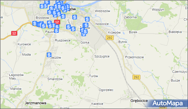 mapa Szczyglice gmina Głogów, Szczyglice gmina Głogów na mapie Targeo